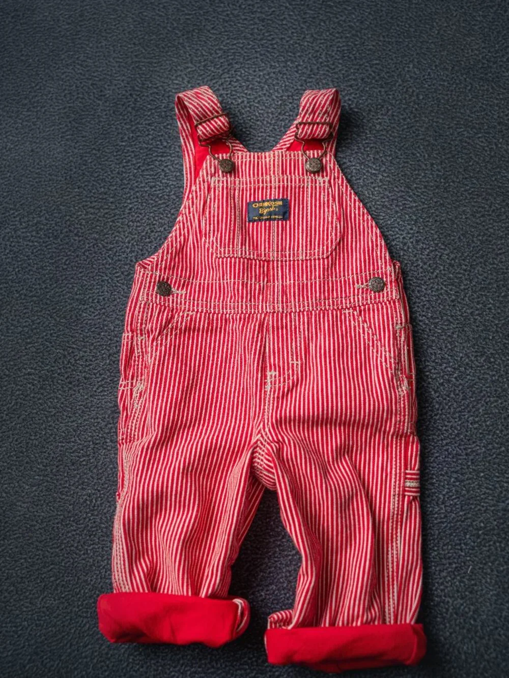 Vintage OshKosh red and white stripe overall